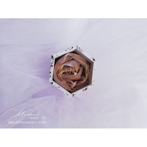 Personalized wedding ring box with velvet and foil effect