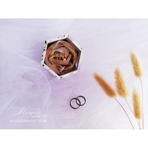 Personalized wedding ring box with velvet and foil effect