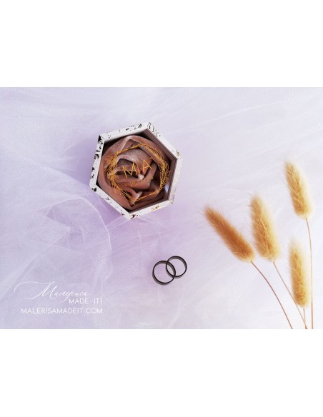 Personalized wedding ring box with velvet and foil effect
