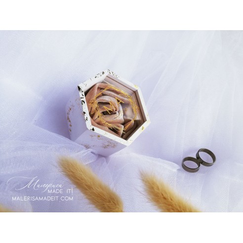Personalized wedding ring box with velvet and foil effect