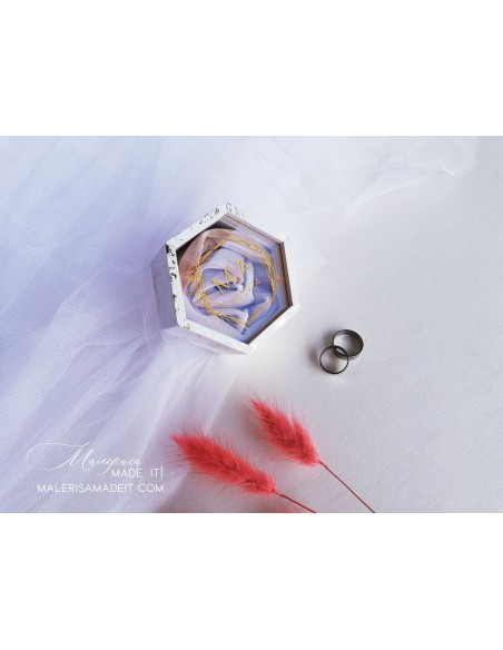 Personalized wedding ring box with velvet and foil effect