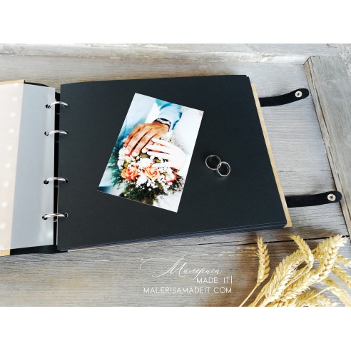 Photo album with engraved wedding date