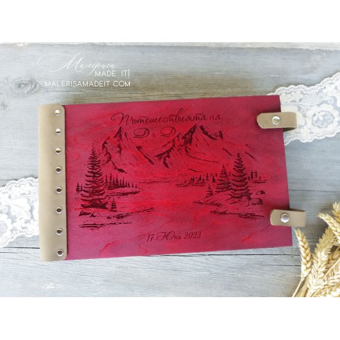 Personalized wedding photo album made of wood and genuine leather | Malerisa Made It