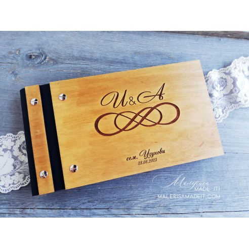 Guestbook with engraved name and date