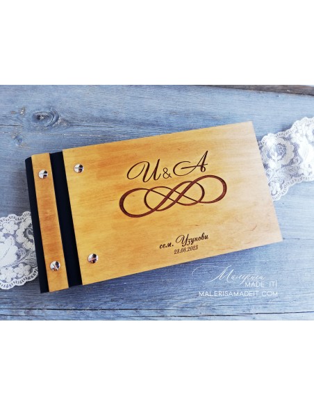 Guestbook with engraved name and date