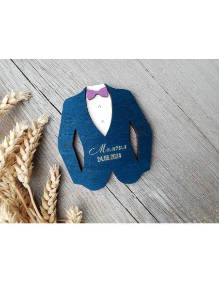 Gift for guests jacket with a bow tie