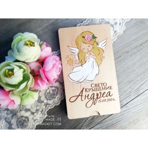 Wooden envelope for money - Angel