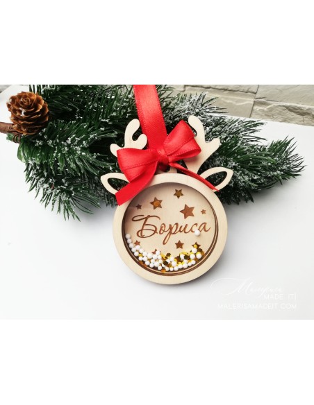 Personalized Christmas Tree Toy - Reindeer Mini Shaker