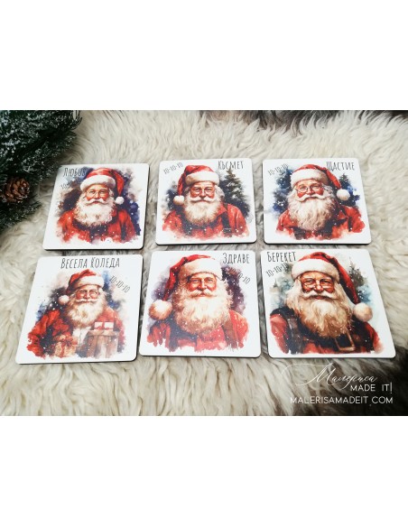 Christmas coasters - Santa Claus - 6 pcs.