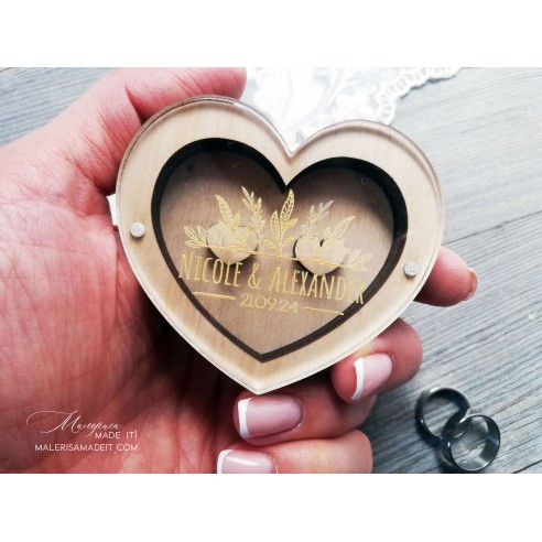 Heart-shaped wedding ring box