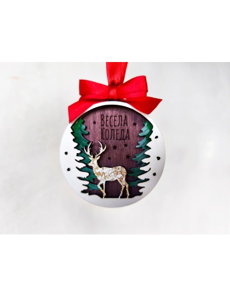 Personalized Christmas tree ornament - Deer in the forest
