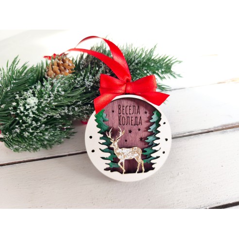 Personalized Christmas tree ornament - Deer in the forest