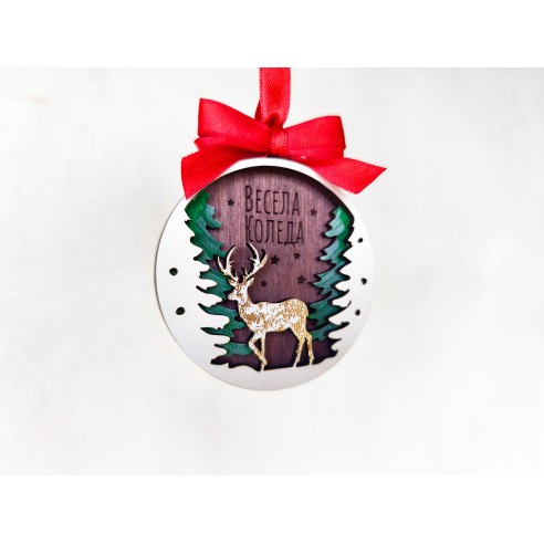 Personalized Christmas tree ornament - Deer in the forest