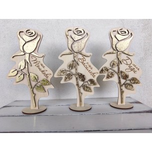 Wooden personalized rose with gilding