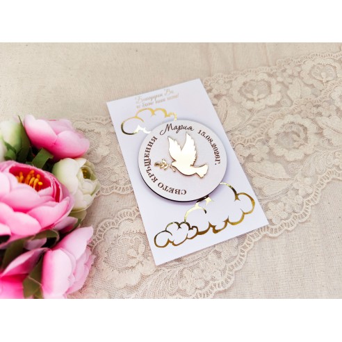 Gifts for guests for a christening with a golden dove – personalized souvenirs