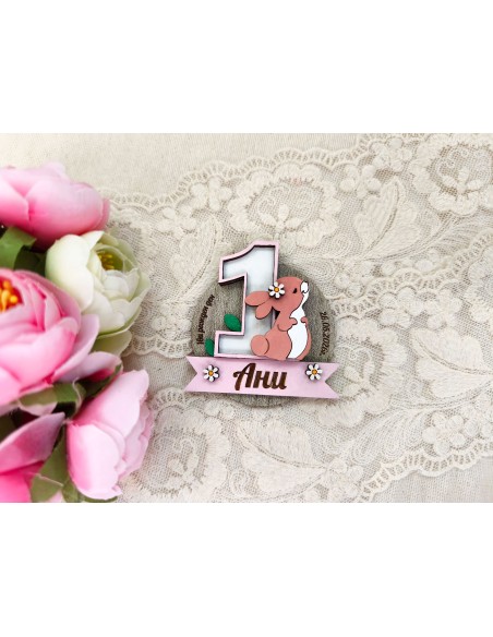 Personalized bunny magnet for first birthday