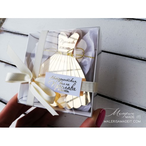 Personalized gold dress in a box - a gift for a graduate