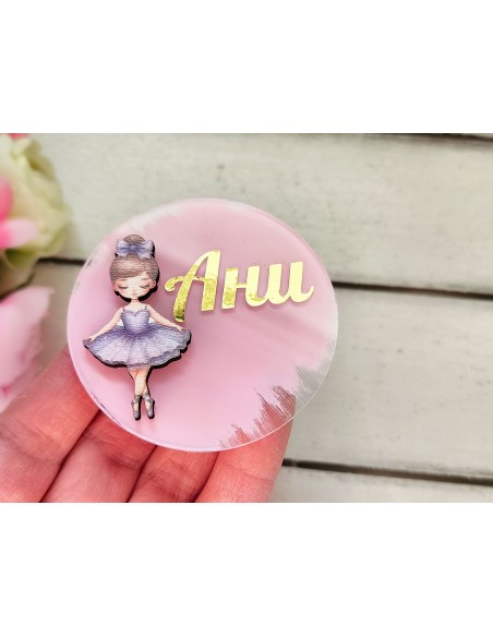 Magnet gift for guests with a ballerina - birthday, baptism of a girl