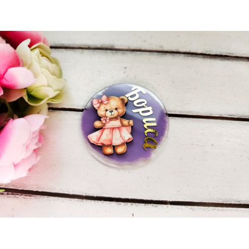 Magnet gift for guests - teddy bear with dress - birthday, baby shower or christening