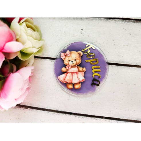 Magnet gift for guests - teddy bear with dress - birthday, baby shower or christening