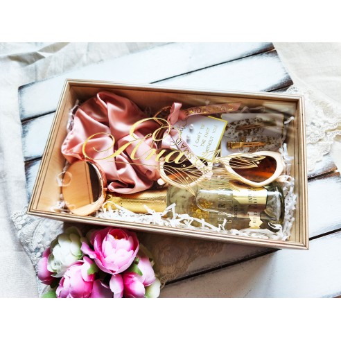Bridesmaid box with name | Personalized gift box with accessories