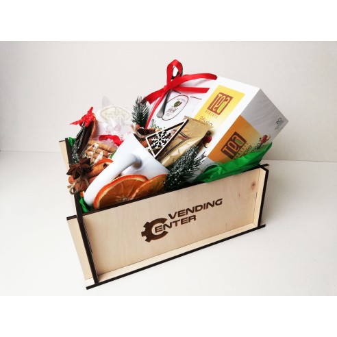 Wooden gift box basket without lid with logo – corporate and personalized gifts | Malerisa Made It