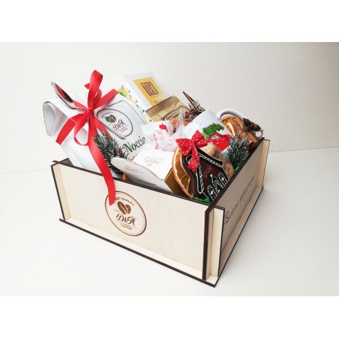 Wooden gift box basket without lid with logo – corporate and personalized gifts | Malerisa Made It