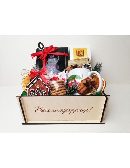 Wooden gift box basket without lid with logo – corporate and personalized gifts | Malerisa Made It