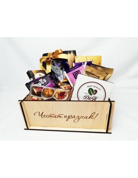 Wooden gift box basket without lid with logo – corporate and personalized gifts | Malerisa Made It