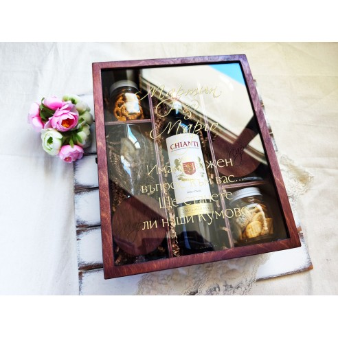 Personalized wooden invitation box for best man and best woman with transparent lid | Malerisa Made It