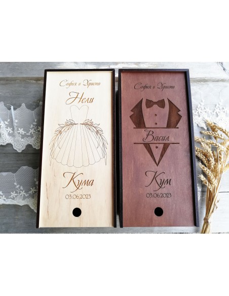 Wooden invitation for best man and best woman | Personalized wooden box