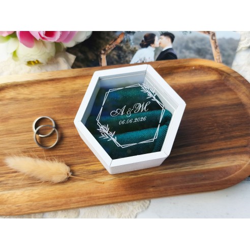 Handmade ring box with clear lid and personalization