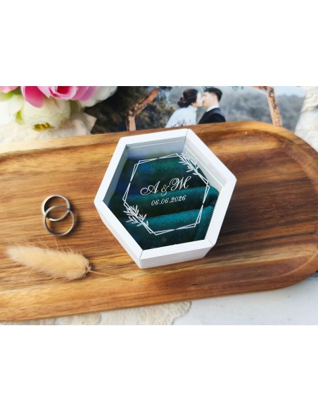 Handmade ring box with clear lid and personalization