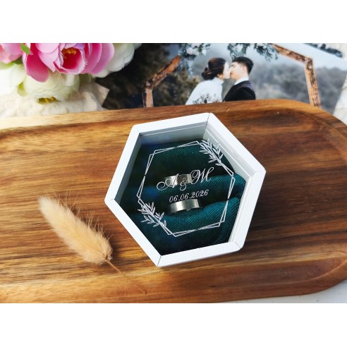 Handmade wedding ring box with velvet insert