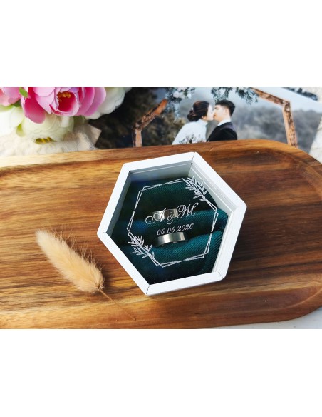 Handmade wedding ring box with velvet insert