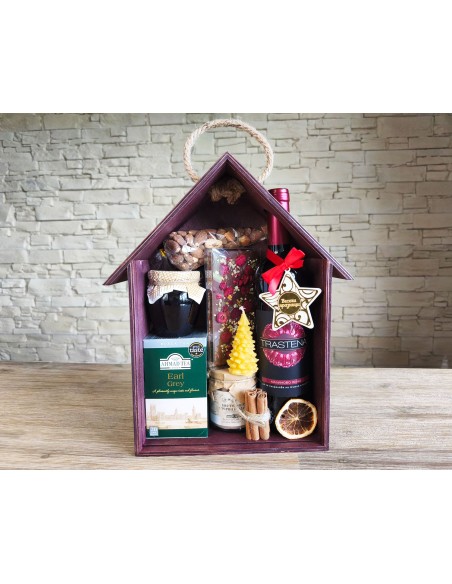 Luxury wooden house shaped box for corporate gifts