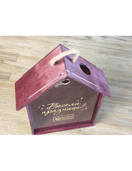 Personalized wooden house shaped box for corporate and special occasions