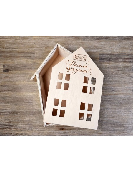 Personalized wooden house box with engraving option