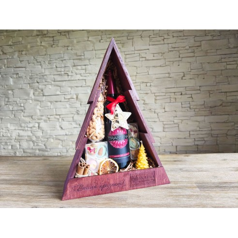 Luxury Wooden Christmas Tree Box for Holiday Gift Sets