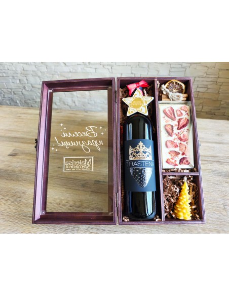 Premium wooden gift box with practical internal compartments