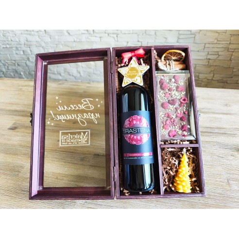 Elegant wooden box with transparent lid and functional division