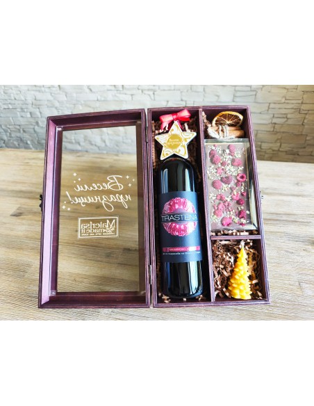 Elegant wooden box with transparent lid and functional division