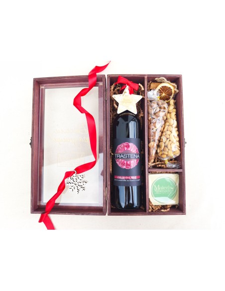 Stylish rectangular gift box with transparent lid and compartments