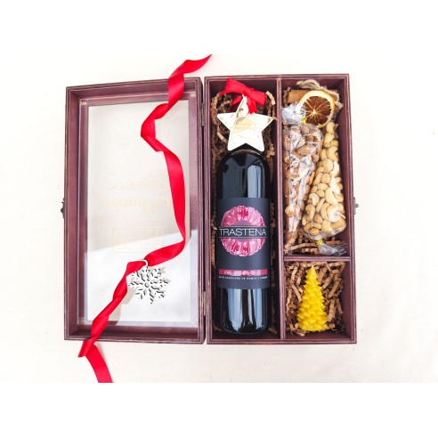 Personalized wooden box with transparent lid for business gifts