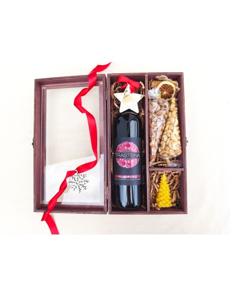 Personalized wooden box with transparent lid for business gifts