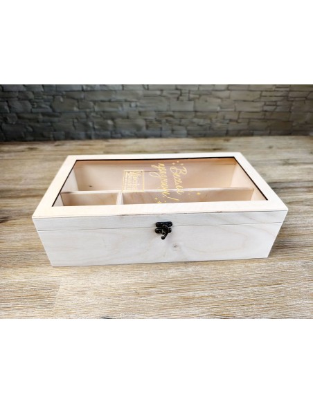 Handmade crafted rectangular box with transparent lid for gift sets