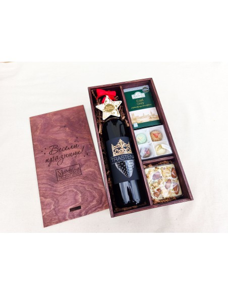 Premium wooden box with sliding lid and branding option
