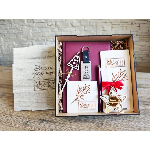 Corporate wooden gift box with branded office accessories | MalerisaMadeIt