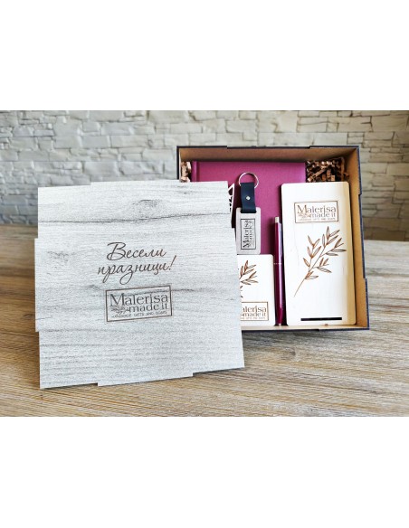 Premium corporate gift set in a wooden box