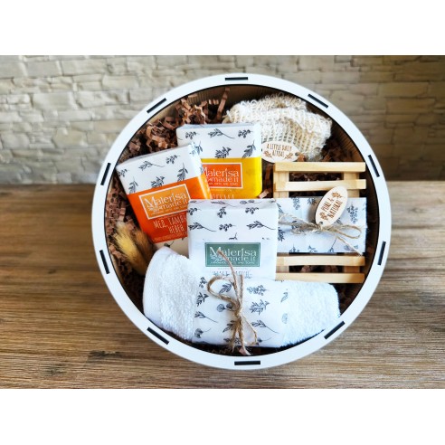 Corporate gift with natural cosmetics and handmade soaps
